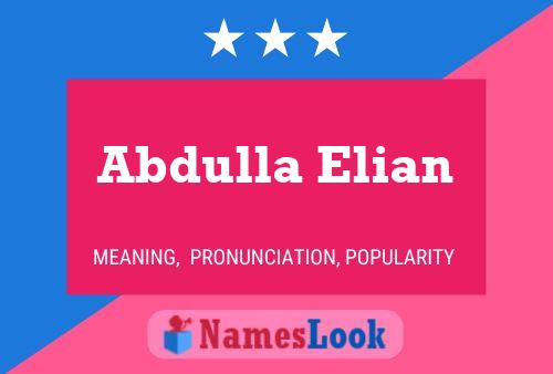 Affiche de nom Abdulla Elian