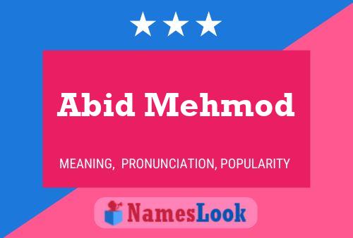 Affiche de nom Abid Mehmod