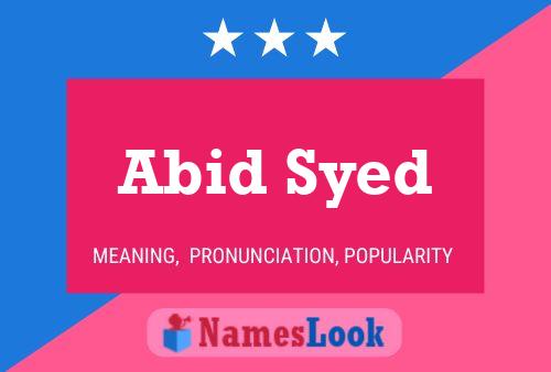 Affiche de nom Abid Syed