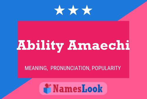 Affiche de nom Ability Amaechi