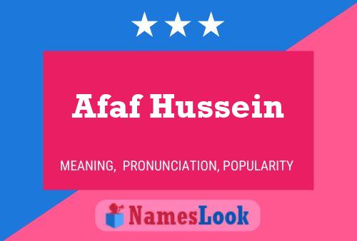 Affiche de nom Afaf Hussein