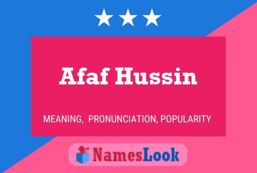 Affiche de nom Afaf Hussin