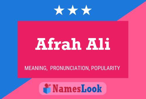 Affiche de nom Afrah Ali