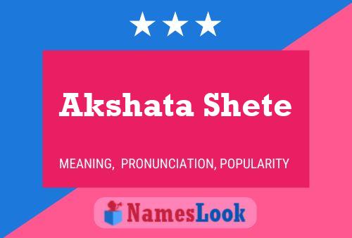 Affiche de nom Akshata Shete