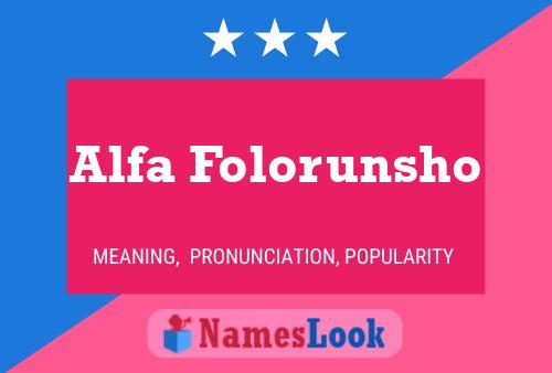 Affiche de nom Alfa Folorunsho