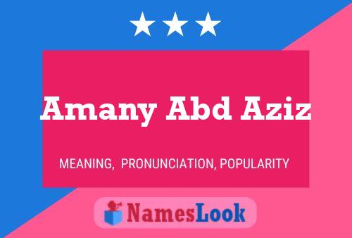 Affiche de nom Amany Abd Aziz