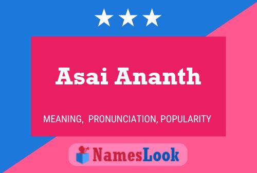 Affiche de nom Asai Ananth