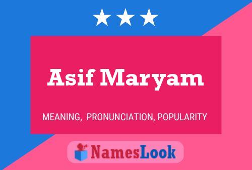 Affiche de nom Asif Maryam