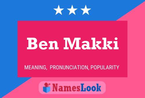 Affiche de nom Ben Makki