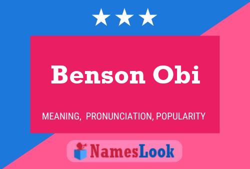 Affiche de nom Benson Obi