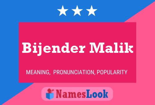 Affiche de nom Bijender Malik