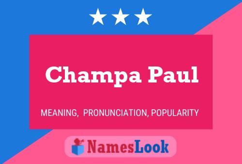 Affiche de nom Champa Paul