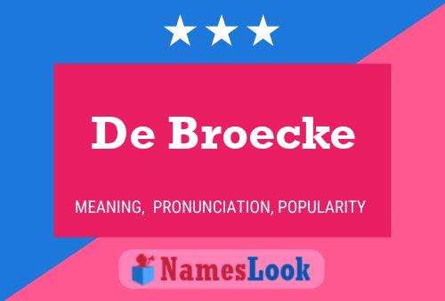 Affiche de nom De Broecke