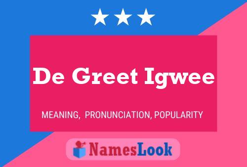 Affiche de nom De Greet Igwee