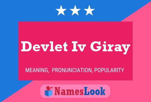 Affiche de nom Devlet Iv Giray