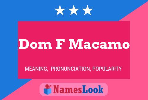 Affiche de nom Dom F Macamo