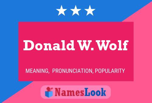 Affiche de nom Donald W. Wolf