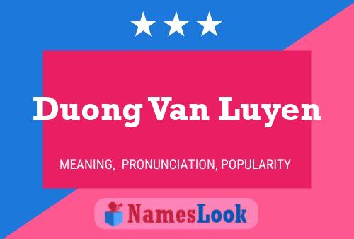 Affiche de nom Duong Van Luyen