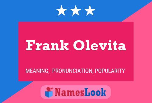 Affiche de nom Frank Olevita