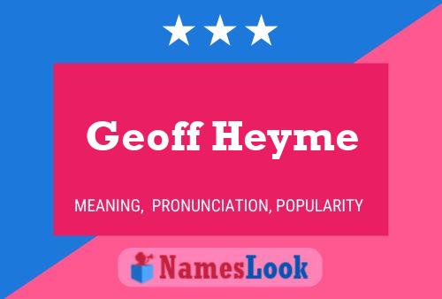 Affiche de nom Geoff Heyme