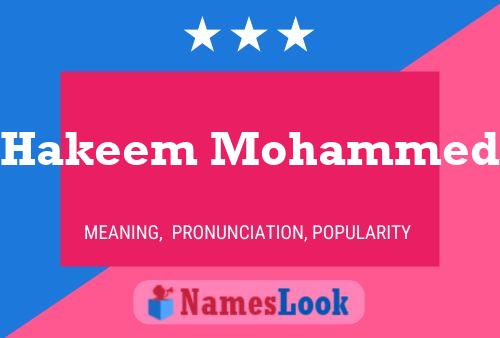 Affiche de nom Hakeem Mohammed