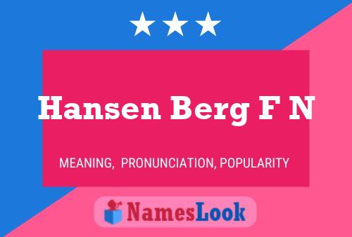 Affiche de nom Hansen Berg F N