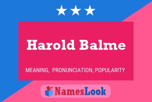 Affiche de nom Harold Balme