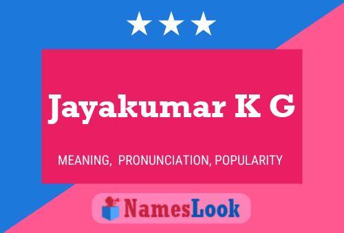 Affiche de nom Jayakumar K G