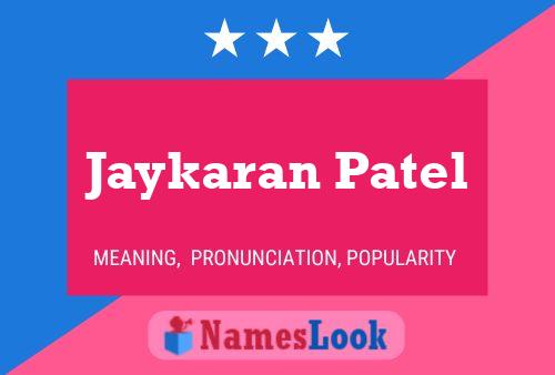 Affiche de nom Jaykaran Patel