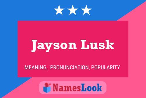 Affiche de nom Jayson Lusk