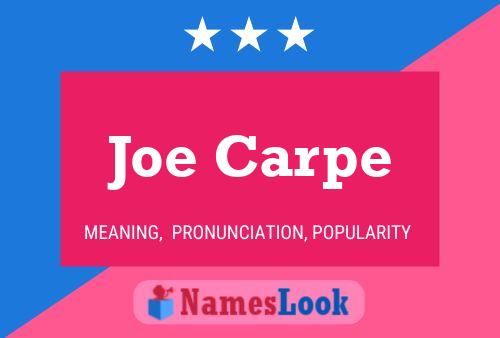 Affiche de nom Joe Carpe