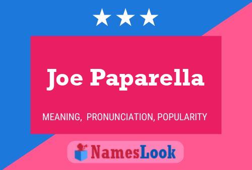 Affiche de nom Joe Paparella