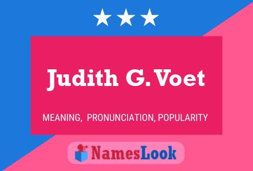 Affiche de nom Judith G. Voet