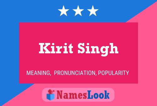 Affiche de nom Kirit Singh