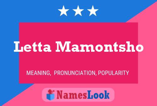 Affiche de nom Letta Mamontsho