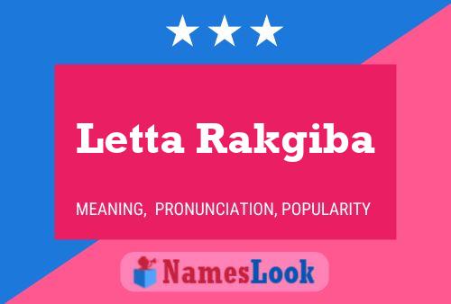 Affiche de nom Letta Rakgiba