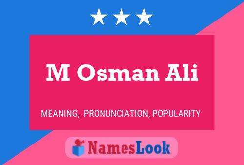 Affiche de nom M Osman Ali