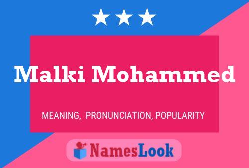 Affiche de nom Malki Mohammed