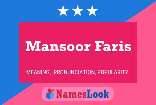 Affiche de nom Mansoor Faris