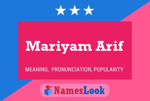 Affiche de nom Mariyam Arif