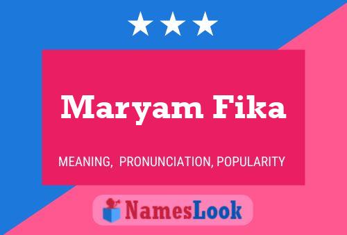 Affiche de nom Maryam Fika