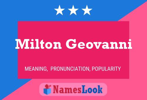 Affiche de nom Milton Geovanni