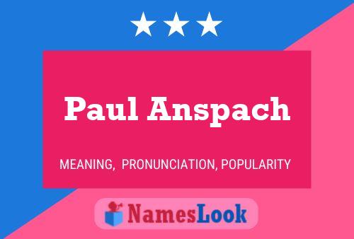 Affiche de nom Paul Anspach