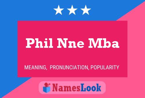 Affiche de nom Phil Nne Mba