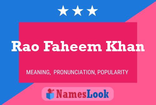 Affiche de nom Rao Faheem Khan