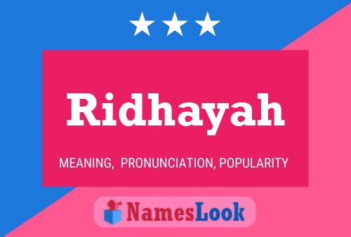 Affiche de nom Ridhayah