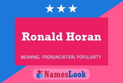 Affiche de nom Ronald Horan