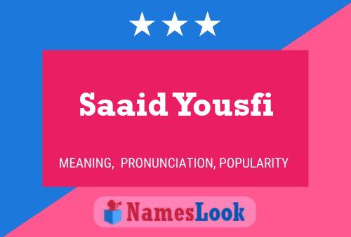 Affiche de nom Saaid Yousfi