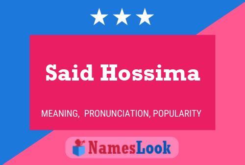 Affiche de nom Said Hossima