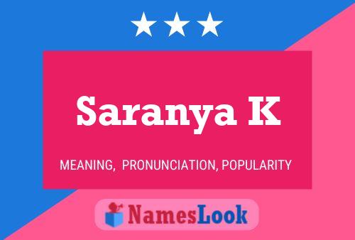 Affiche de nom Saranya K